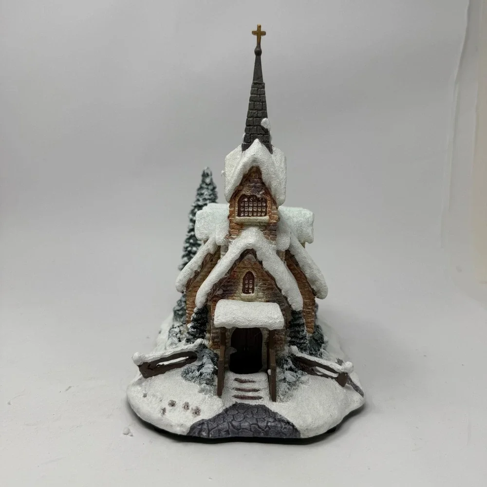 Hawthorne Village Light of Hope Church Christmas Village Sculpture White Brown